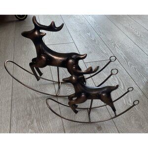 Christmas Decor S/2 Metal Bronze Rocking Reindeer by Ellen DeGeneres/QVC